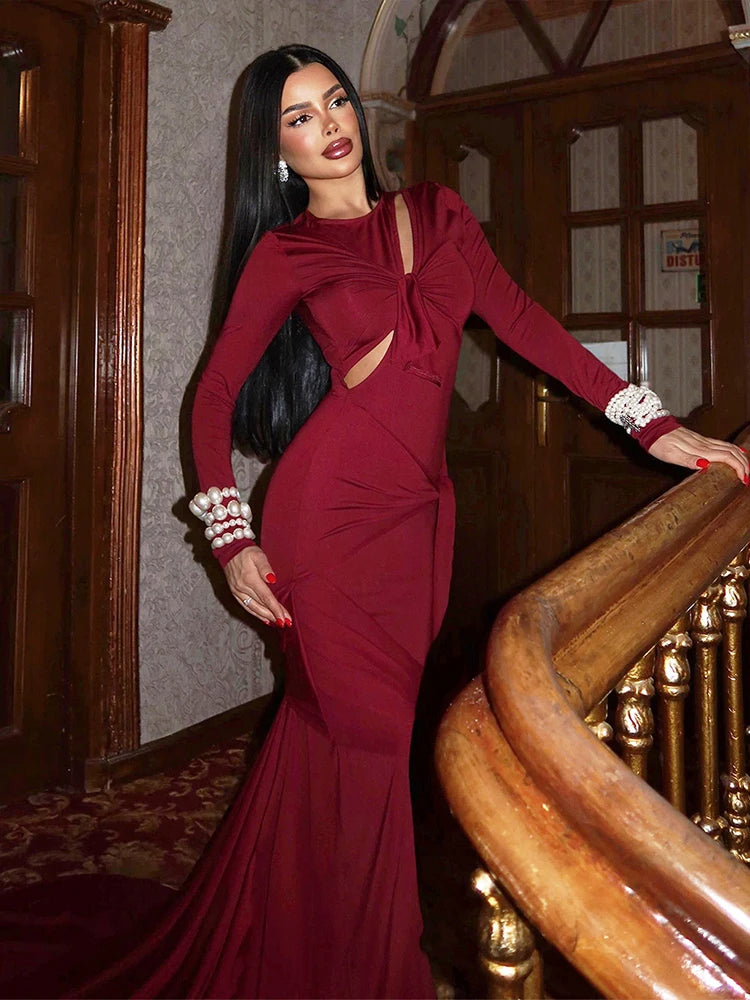 Lace-Up Tassels Maxi Dress