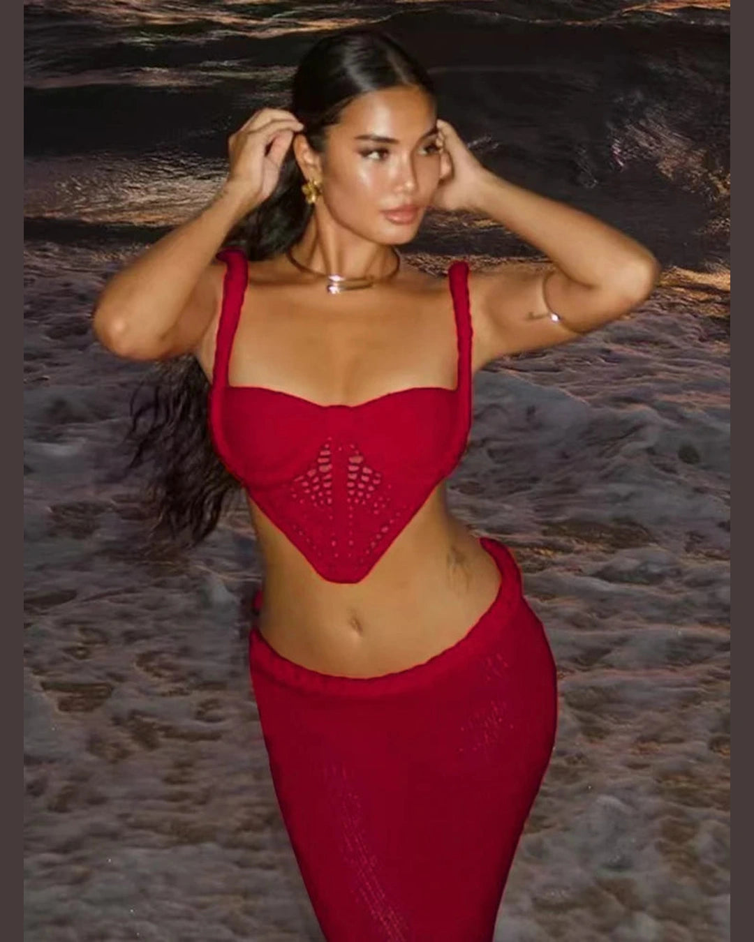 2 Piece Knit Corset Set