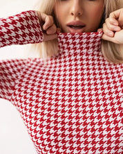Red Houndstooth Bodysuit