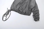 Charcoal Draped Mini Skirt Set