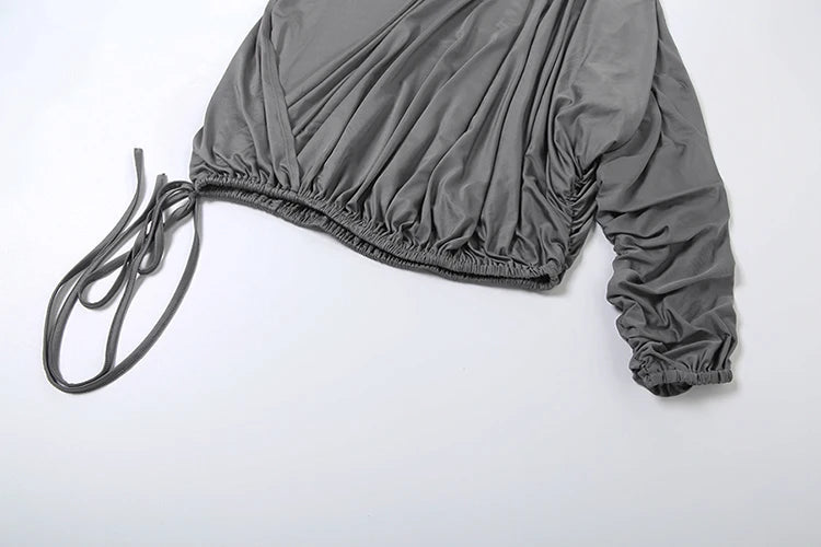 Charcoal Draped Mini Skirt Set