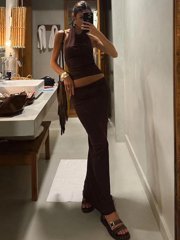 Kelli Halter Maxi Skirt Set