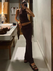 Kelli Halter Maxi Skirt Set