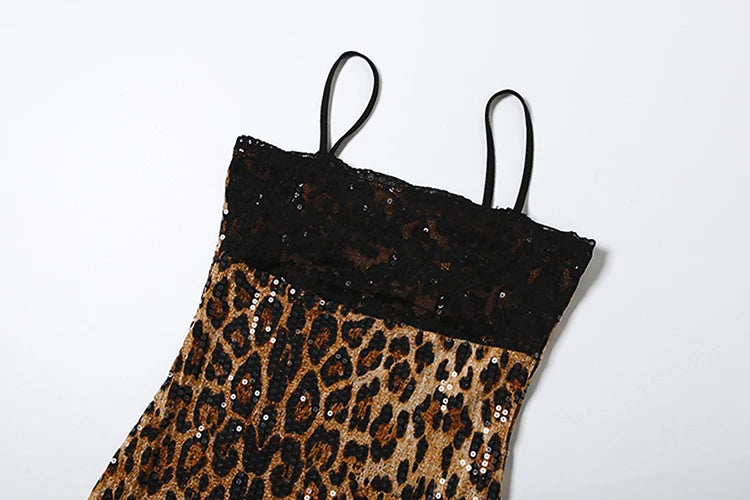 Sequined Leopard Maxi Dress