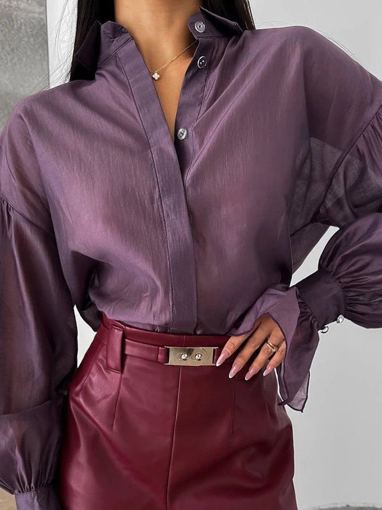 Sheer Summer Button Down Blouse