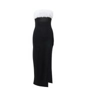 High Split Faux Fur Tube Dress