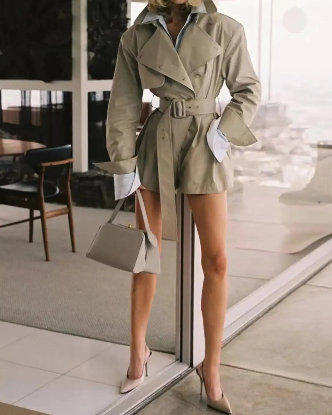 Khaki Trench Coat Romper