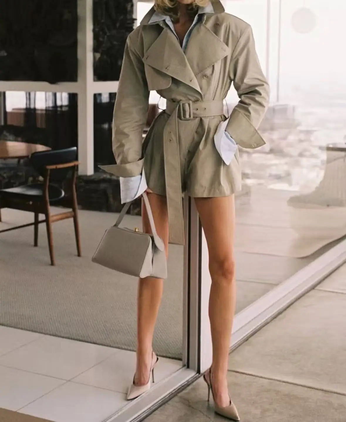 Khaki Trench Coat Playsuit