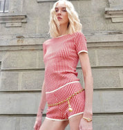 Red Printed Short Set