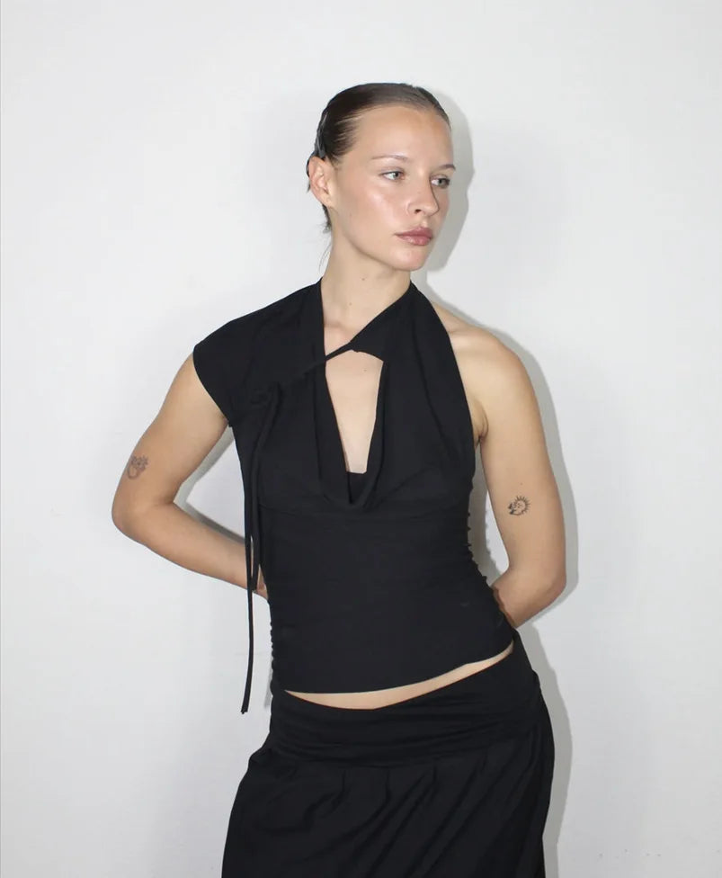 Blair Solid Lace Up Sexy T-shirt
