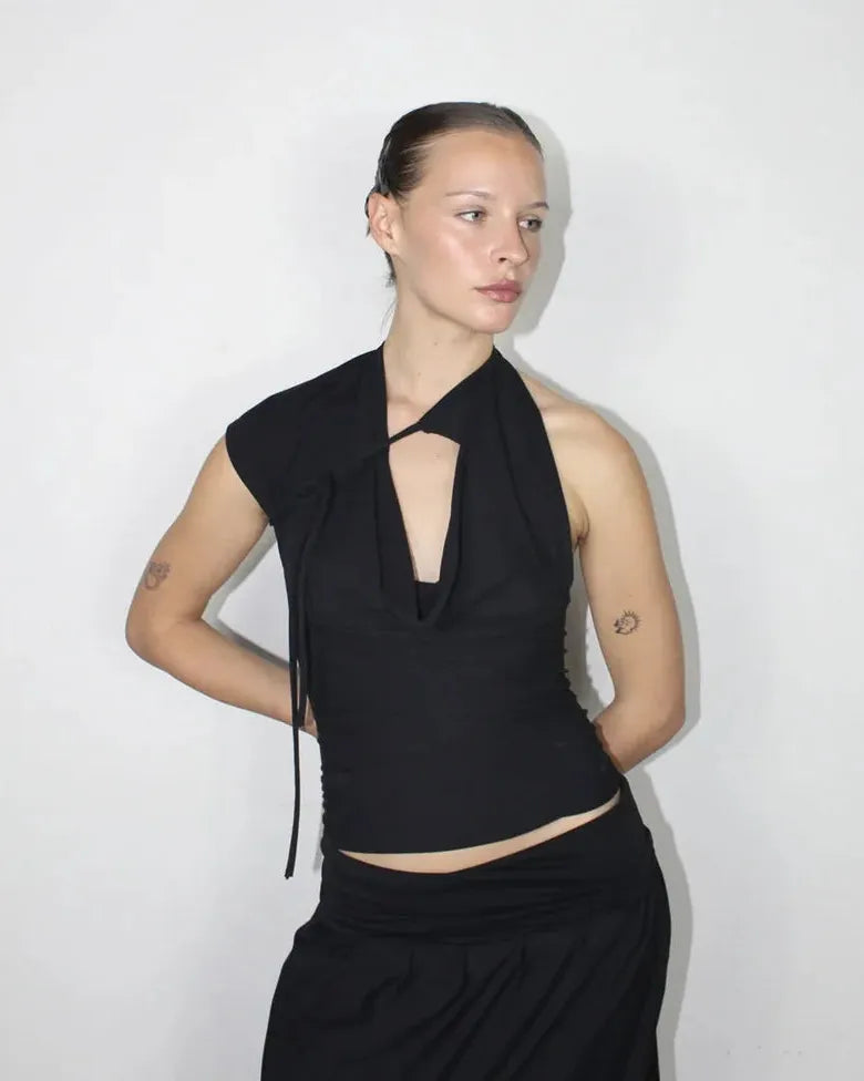 Blair Solid Lace Up Sexy T-shirt