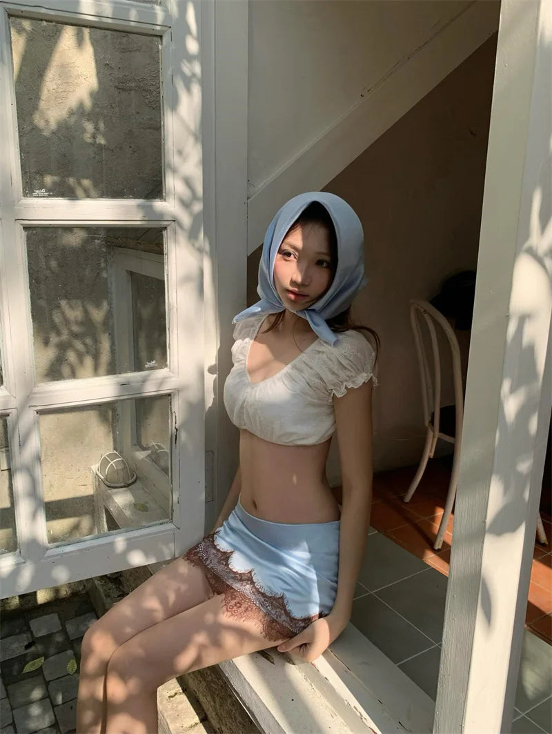 Lace Embroidered Mini Skirt