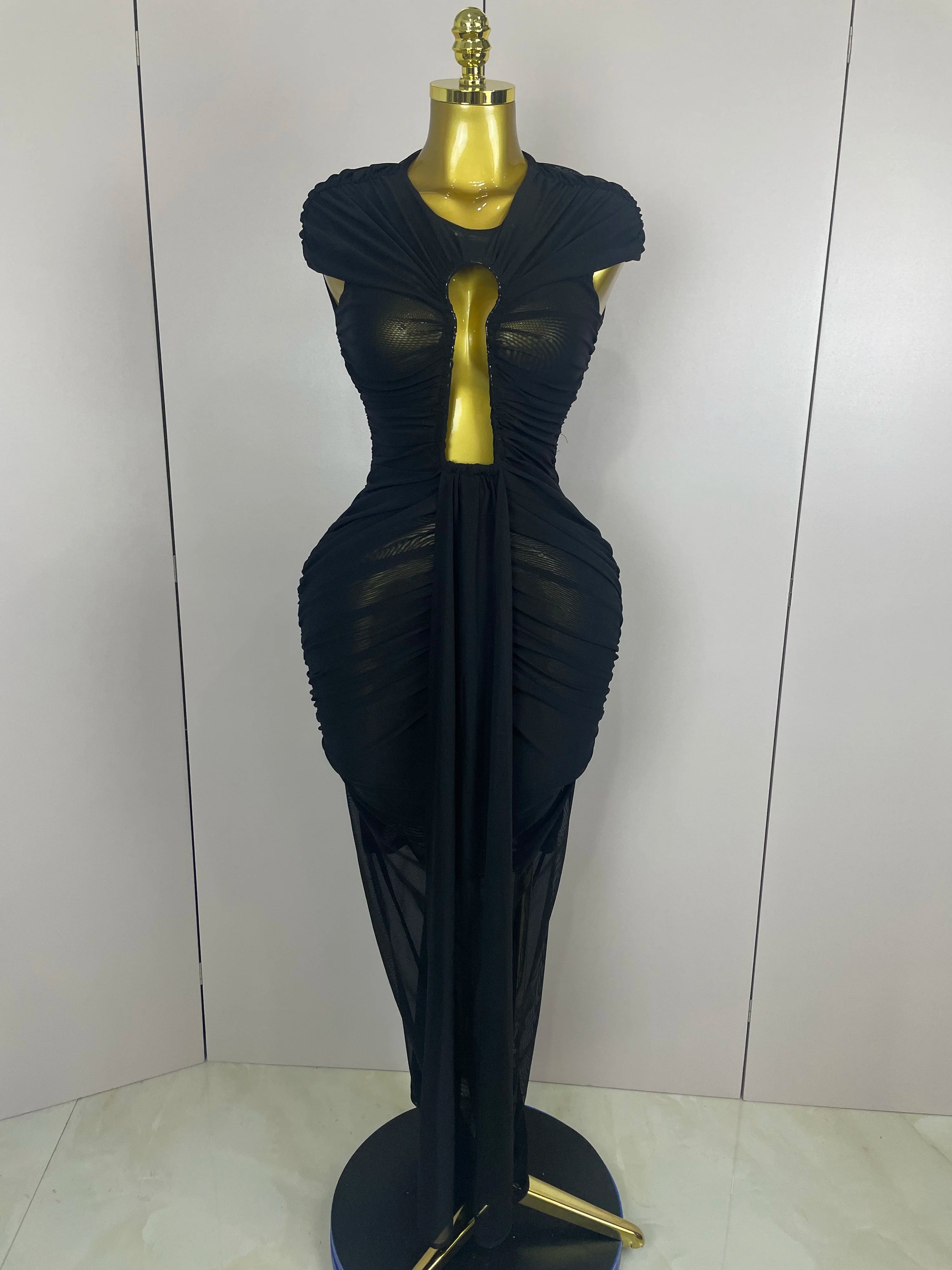 Ruched O Neck Dress