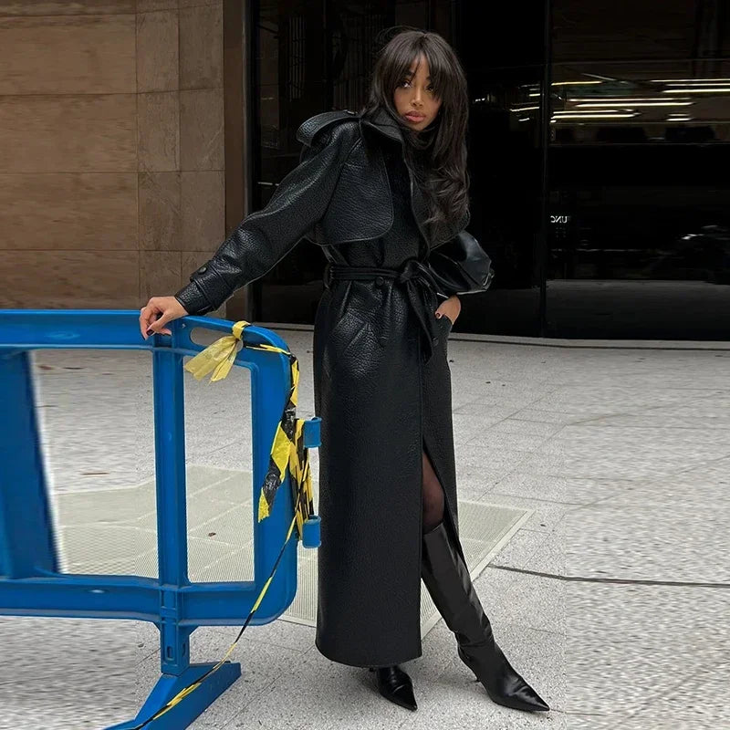 Faux Leather Trench