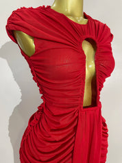 Ruched O Neck Dress