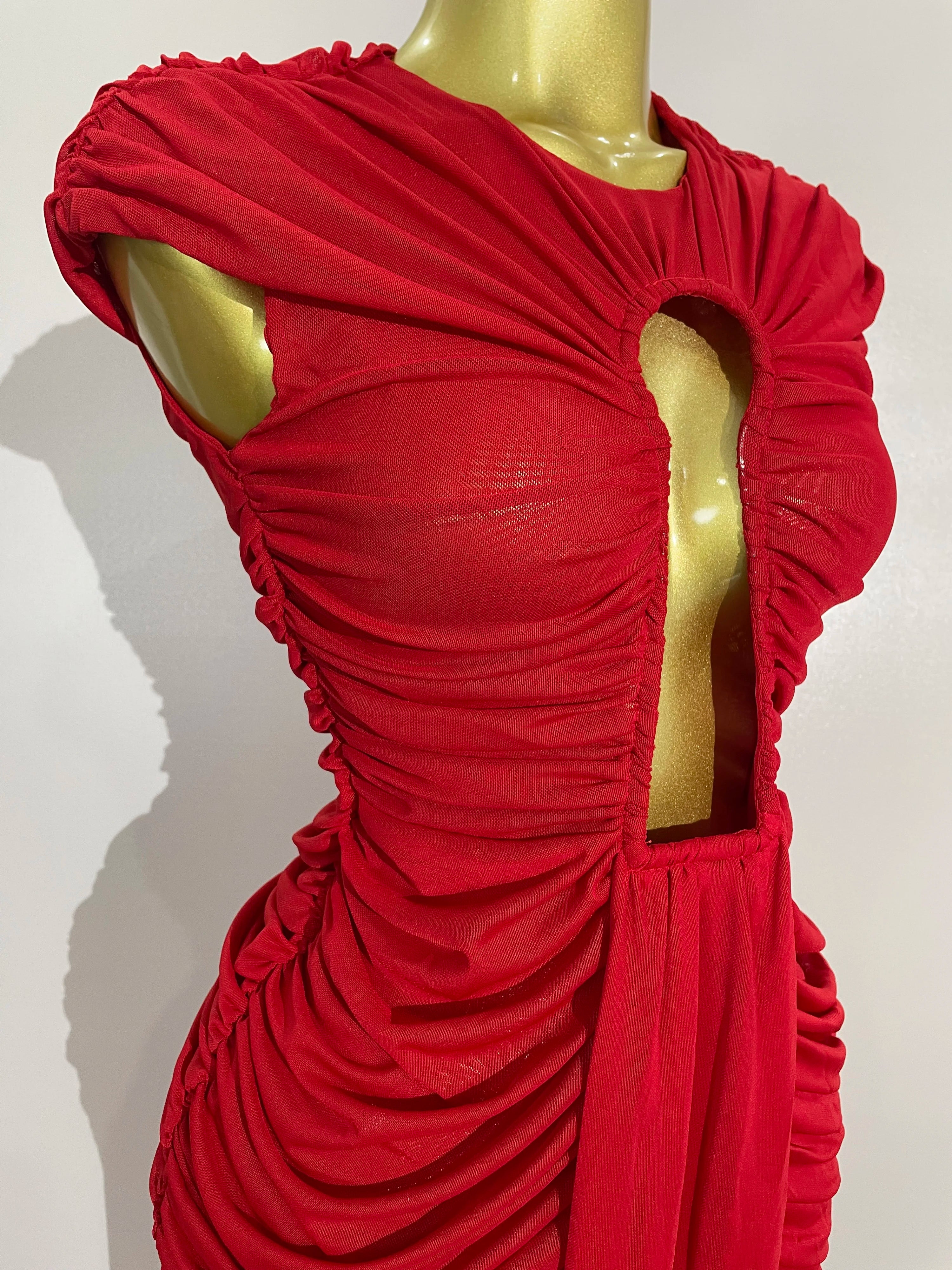 Ruched O Neck Dress
