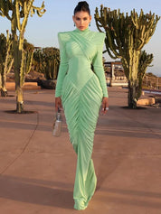 Mint Ruched Maxi Dress