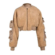 Caramel Cropped Cargo Jacket