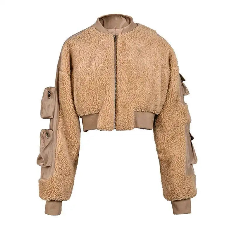 Caramel Cropped Cargo Jacket