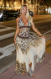 Leopard Tie Dye Halter Dress