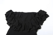 Black Sheer Mesh Frilly Tank