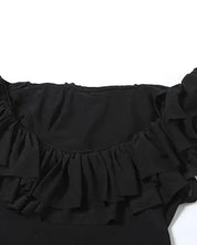 Black Sheer Mesh Frilly Tank