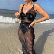 Mesh Polka Dot Maxi Dress