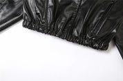 Faux Leather Hooded Jacket