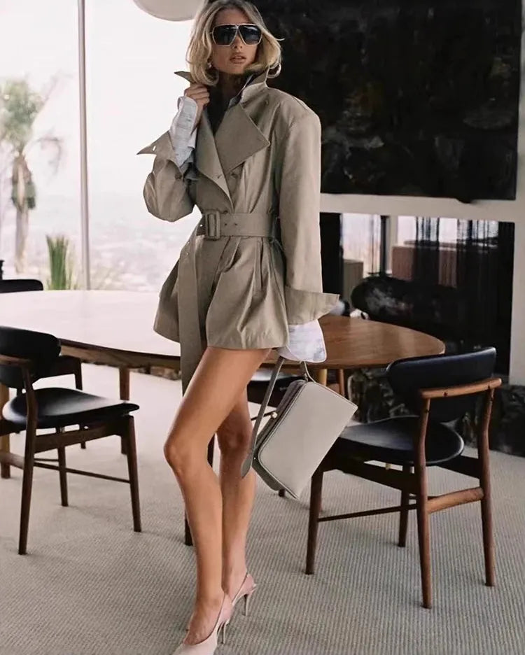 Khaki Trench Coat Romper