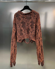Distressed Knit Cropped Sweater