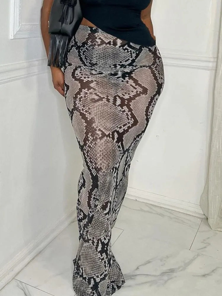 Safari Sheer Mesh Maxi Skirt