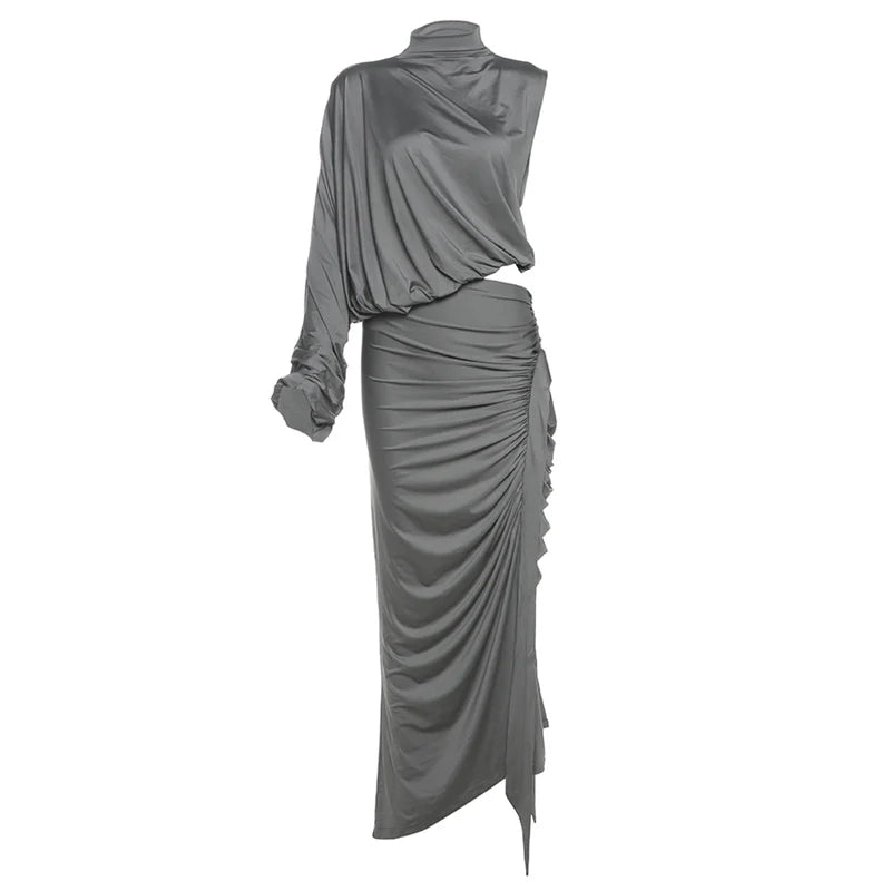 Charcoal Draped Skirt Set