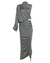 Charcoal Draped Skirt Set