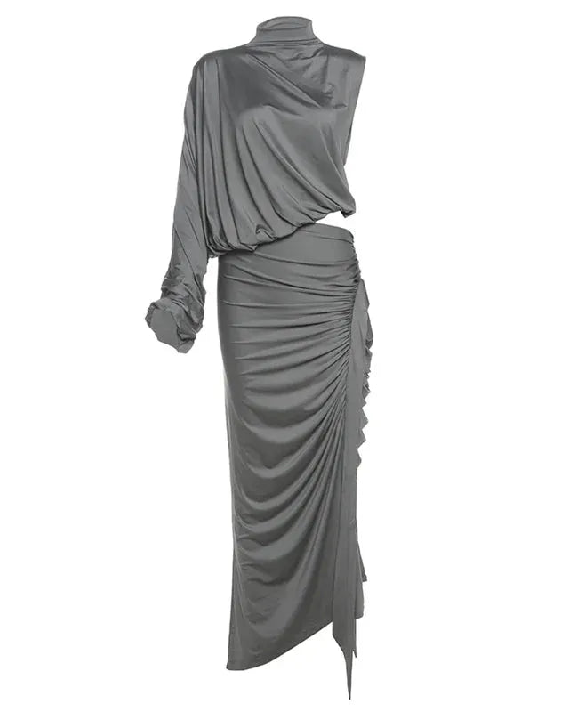 Charcoal Draped Skirt Set