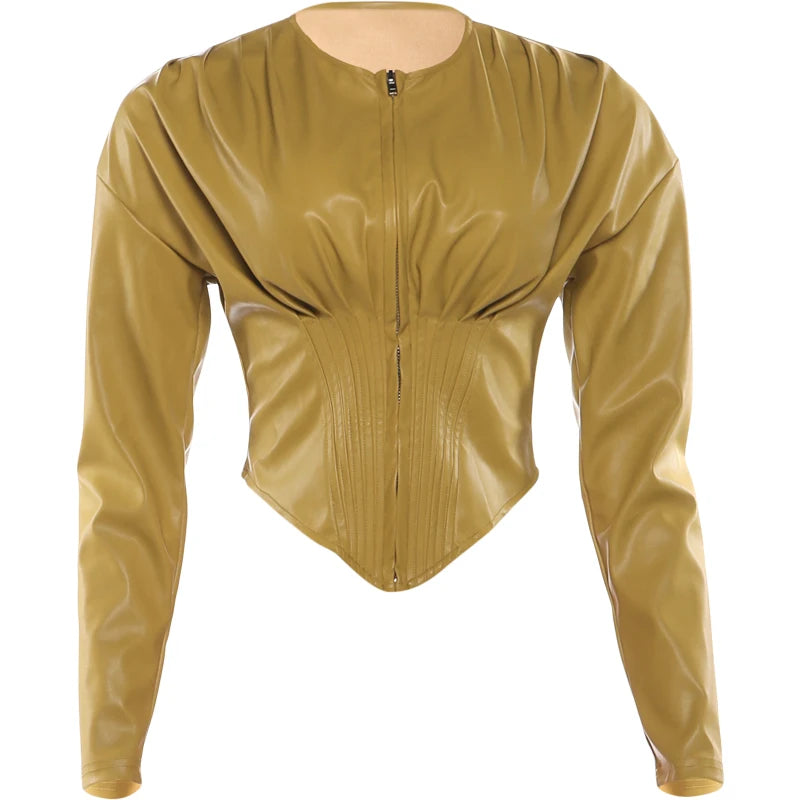 Chartreuse Faux Leather Jacket