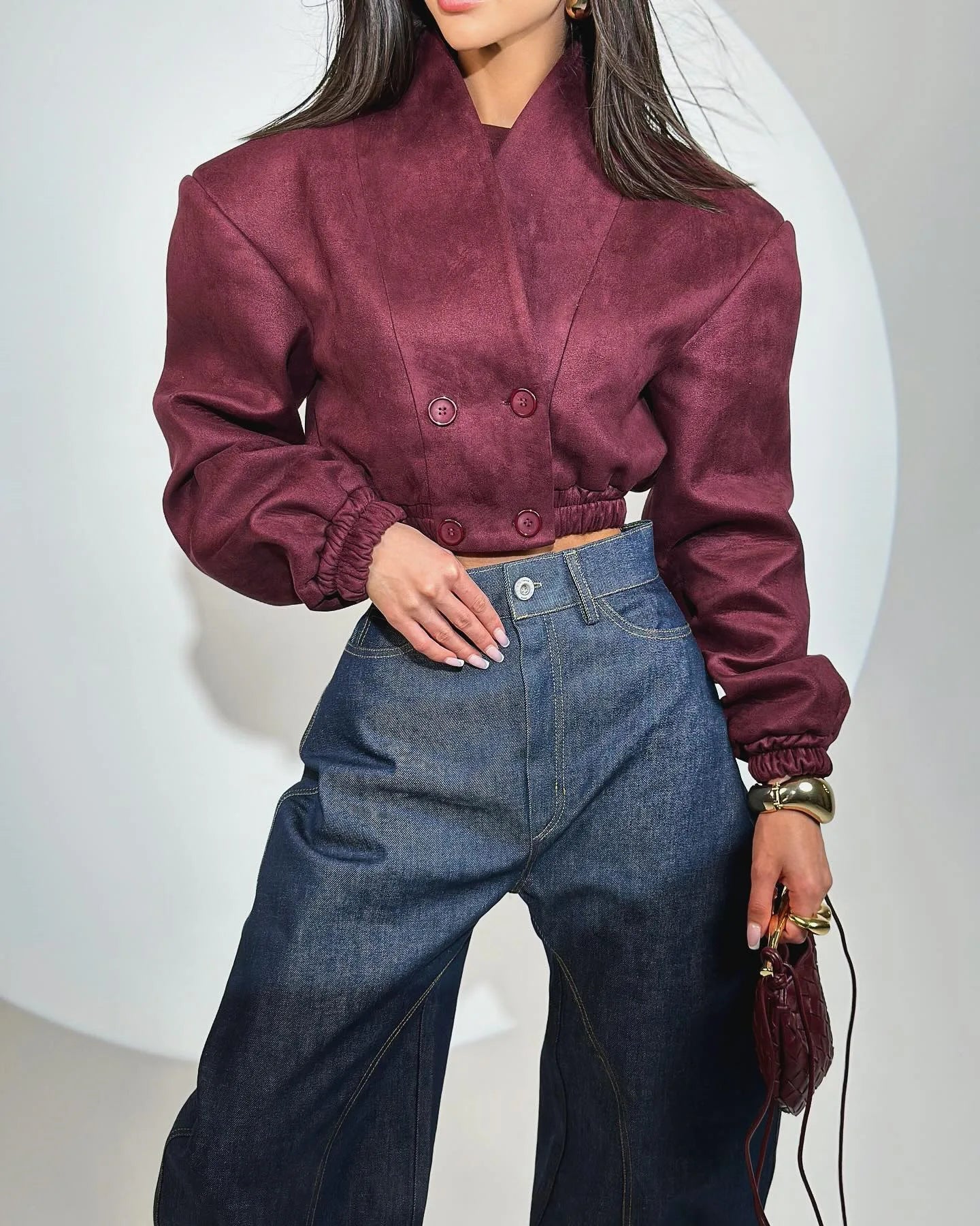 Wine Cropped Jacket