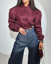 Wine Cropped Jacket