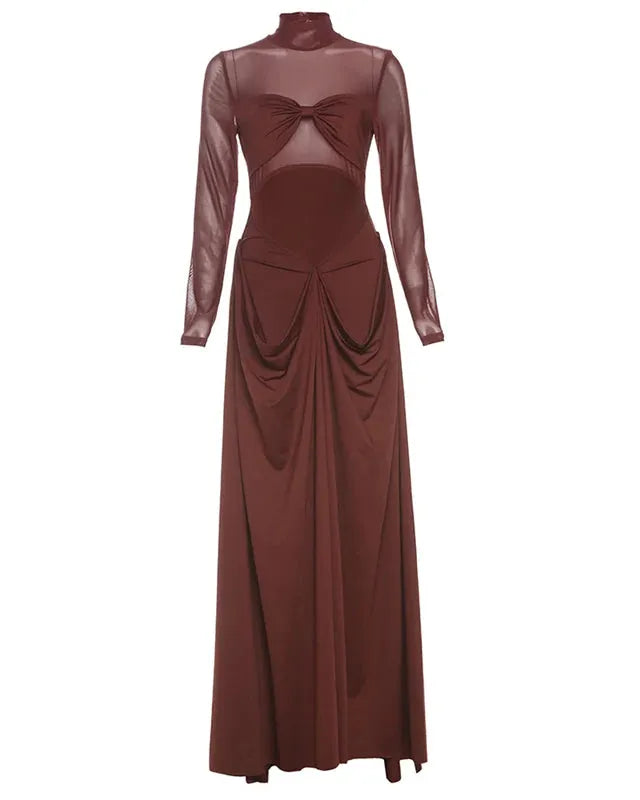 Chocolate Draped Wrap Knot Dress