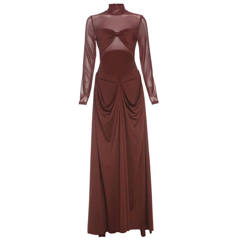 Chocolate Draped Wrap Knot Dress