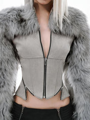 Grey Faux Fur Jacket