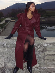 Faux Leather Trench