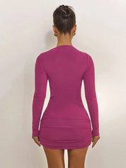 Rosy Deep V Mini Dress