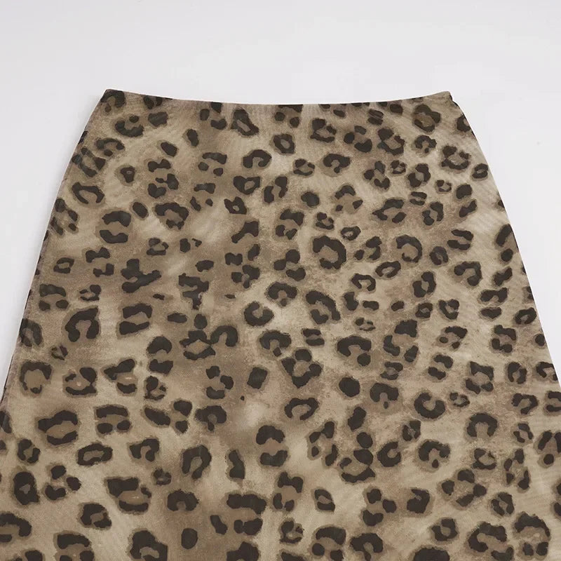 Leopard & Lace Midi Skirt