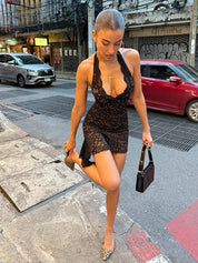 Lace Mini Halter Dress
