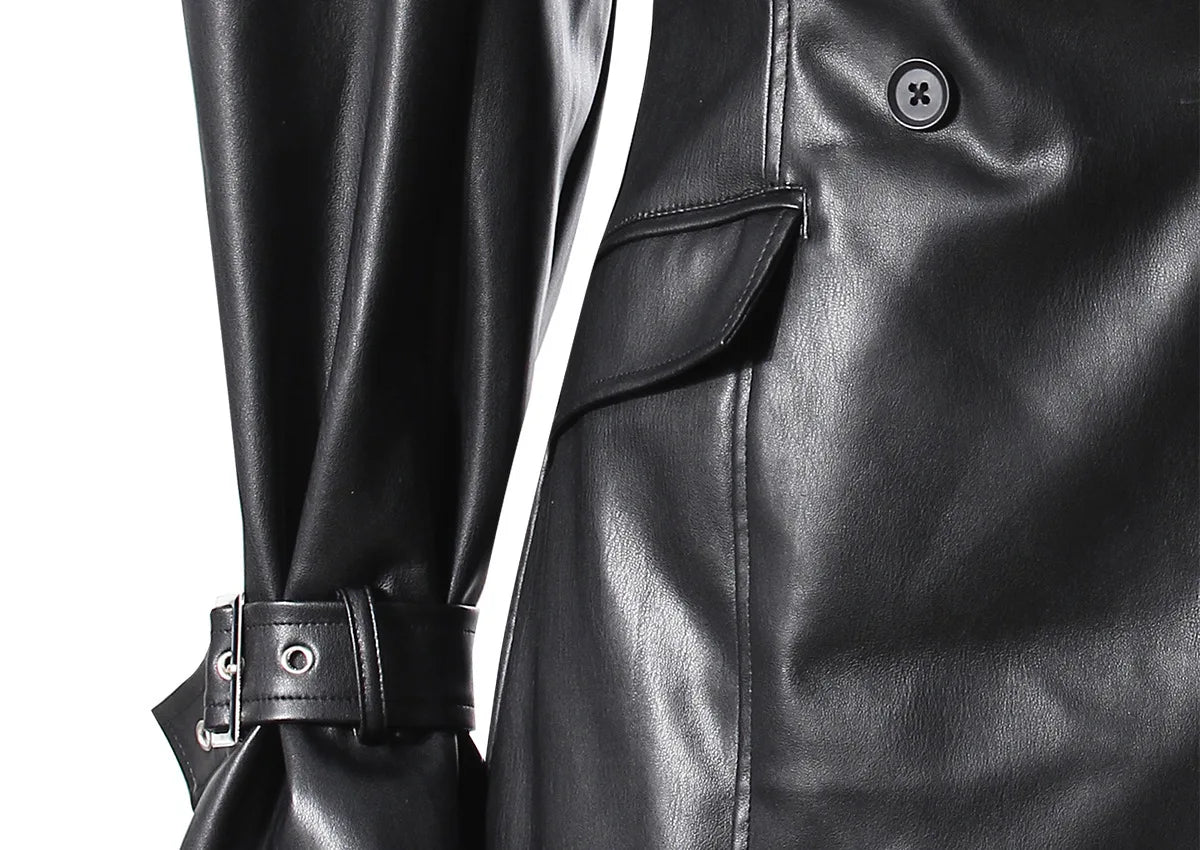Contrast Leather Blazer