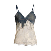 Lace Denim Two Piece Set