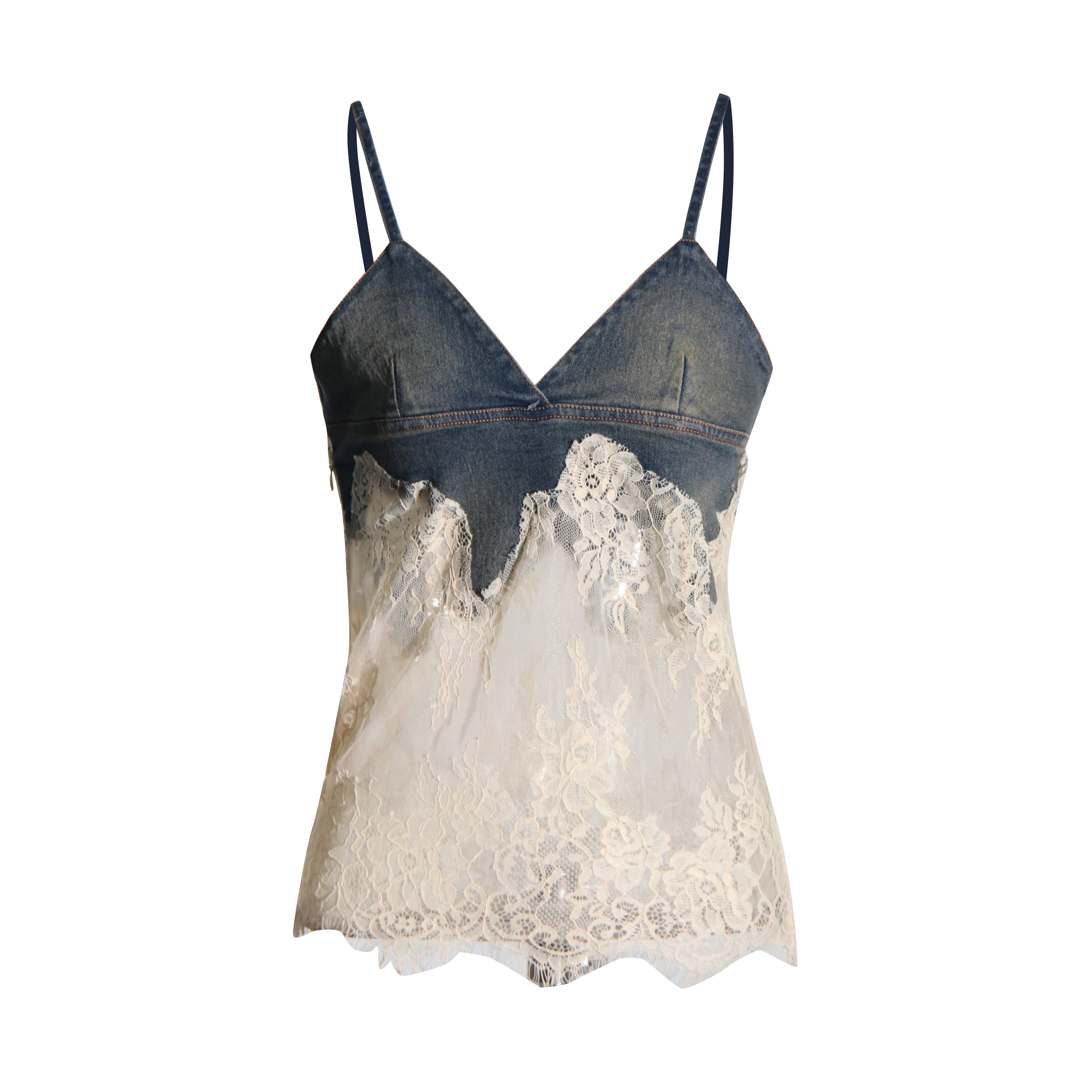 Lace Denim Two Piece Set