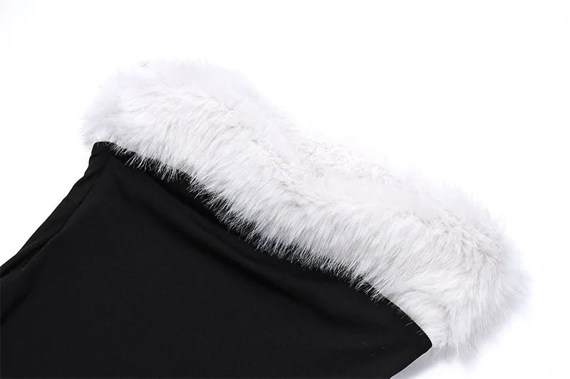 High Split Faux Fur Tube Dress