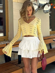 Bellz V-Neck Knit Crop Cardigan