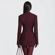 Deep V Neck Ruched Mini Dress